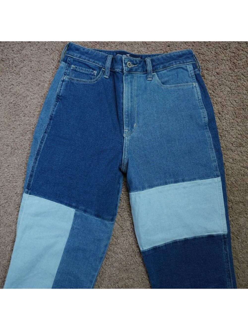 Hollister Jeans Womens 5S Blue Ultra High Rise Mom Patchwork Denim Stretch - Picture 3 of 9
